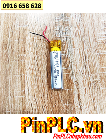 Pin tai nghe Bluetooth Pin sạc Lithium Li-polymer 481037 (150mAh, 4.8mmx10mmx37mm) /Đã gắn sẳn mạch sạc